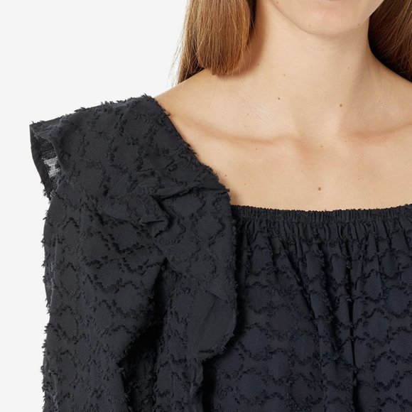 Vineyard Vines Black Cotton Ruffle Top - S - Picture 4 of 7
